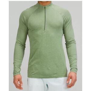 Lululemon Surge Men Warm 1/2 Zip Long Sleeve Green Pullover Size M